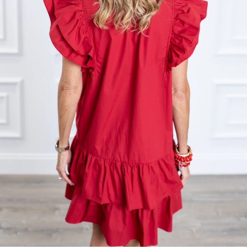 Cecilia Dress- Crimson/Whitered with stars NWOT Size: Small - Picture 4 of 5